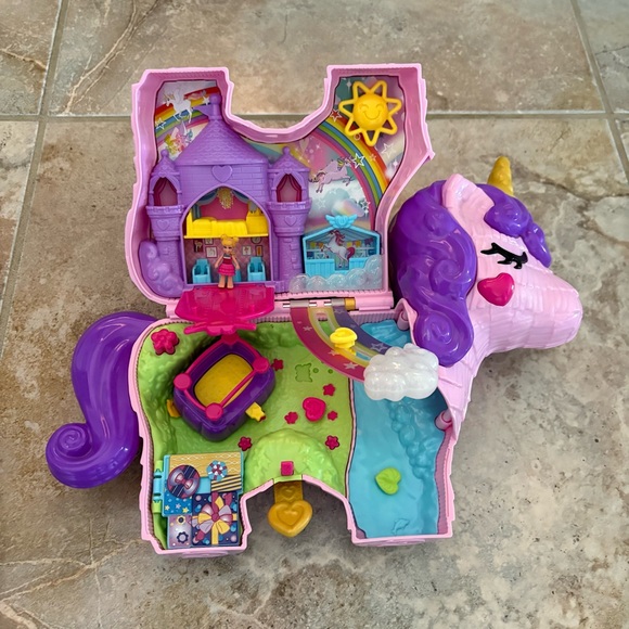 polly pocket Other - Polly Pocket Unicorn Party Play Set Shell One Doll As Is Travel Toy Summer